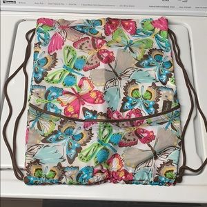 Thirty-one drawstring backpack bag w/zipper pocket